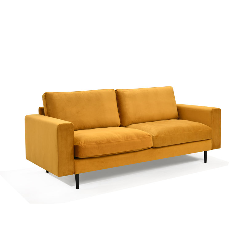 Airron 3 Seater Velvet Sofa, Mustard