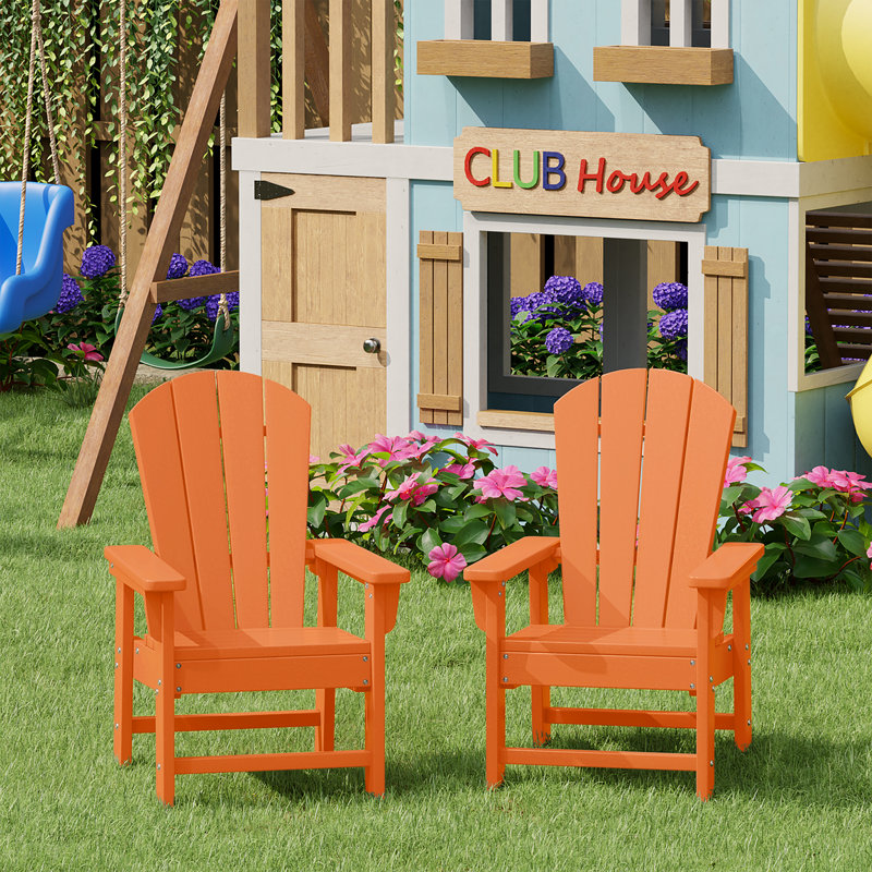 Laguna Kids Outdoor Poly Adirondack Chair ( Set Of 2), Orange
