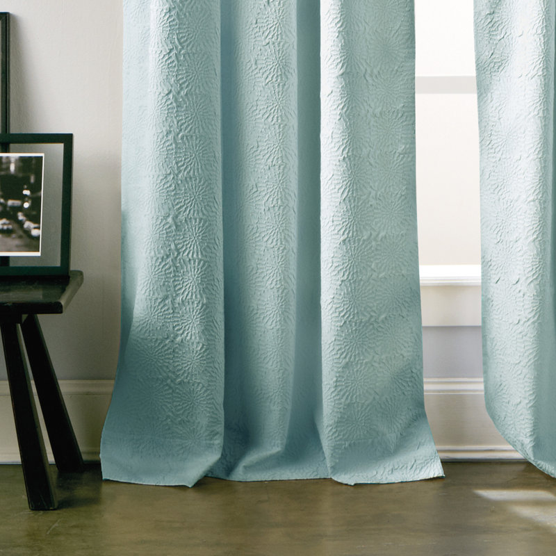 Chrysanthemum Solid Color Grommet Curtain Panel, 50" W x 84" L, Aqua