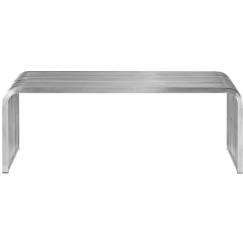Modway 47" Silver Stainless Steel Modern Bench
