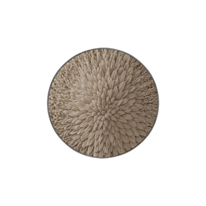Tapis gris soyeux et moelleux, Rond 7 pi