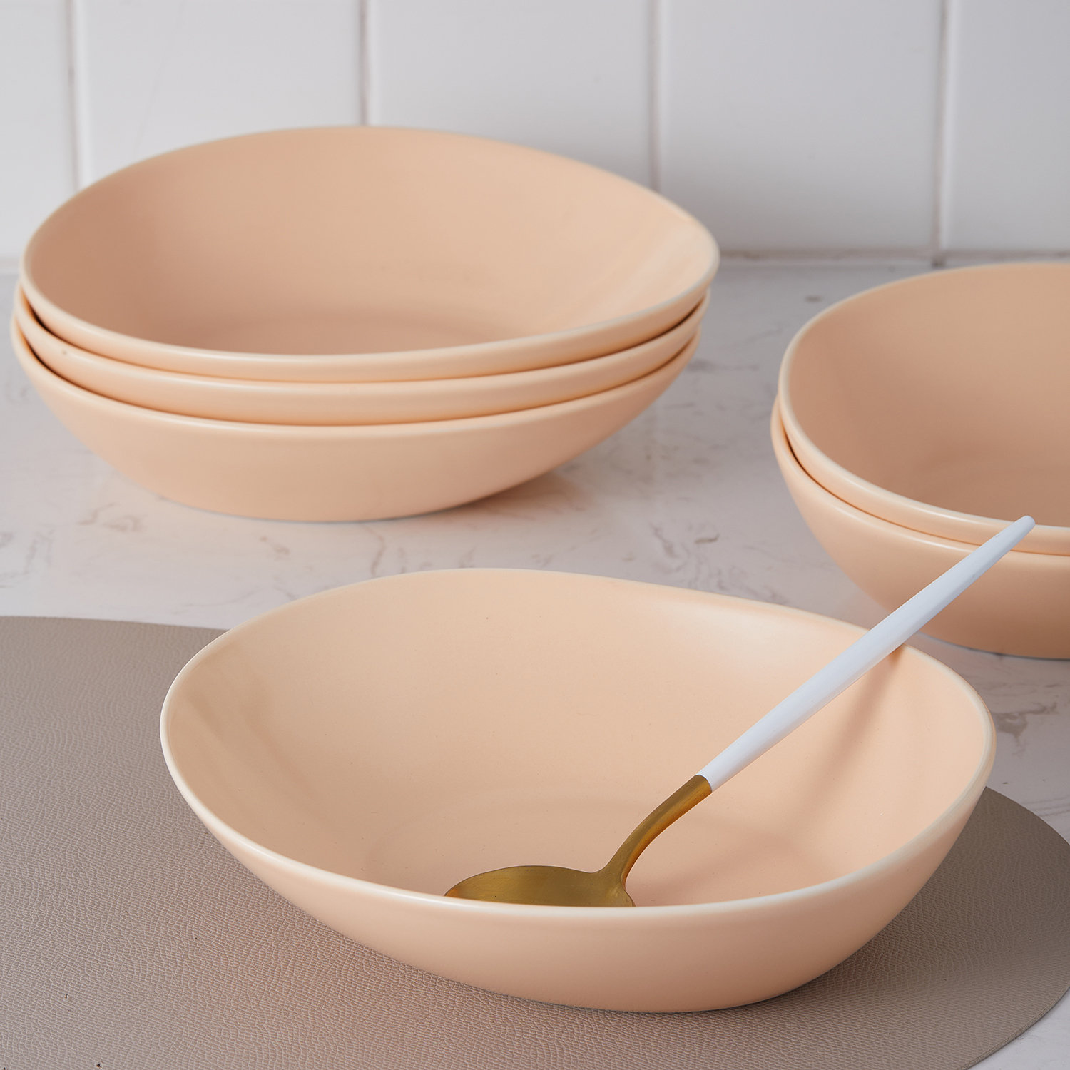 Delilah Porcelain Dessert Bowl, Pastel Orange
