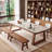 Nut-Brown Rectangular Solid Wood desk-2039971853