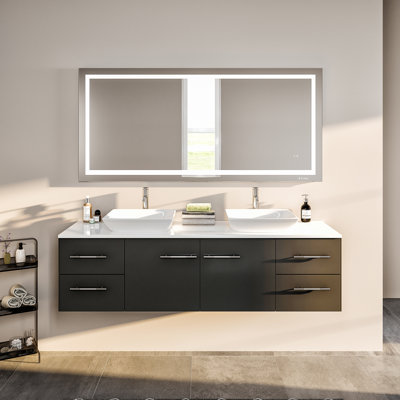 Juarez 60" Wall-Mounted Double Bathroom Vanity Set