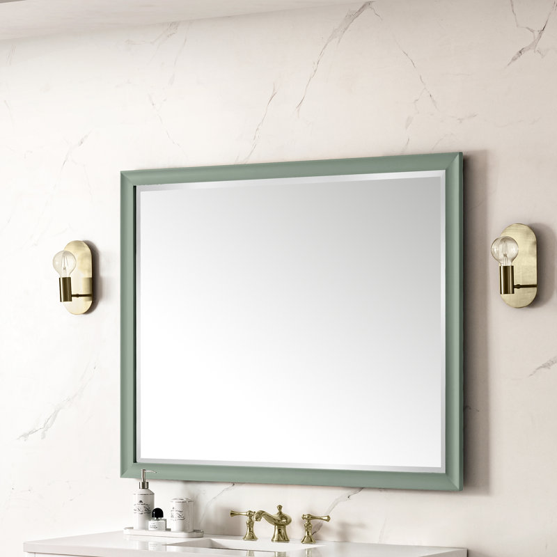 Glenbrooke Solid Wood Beveled Wall Mirror, 40" x 48", Smokey Celadon