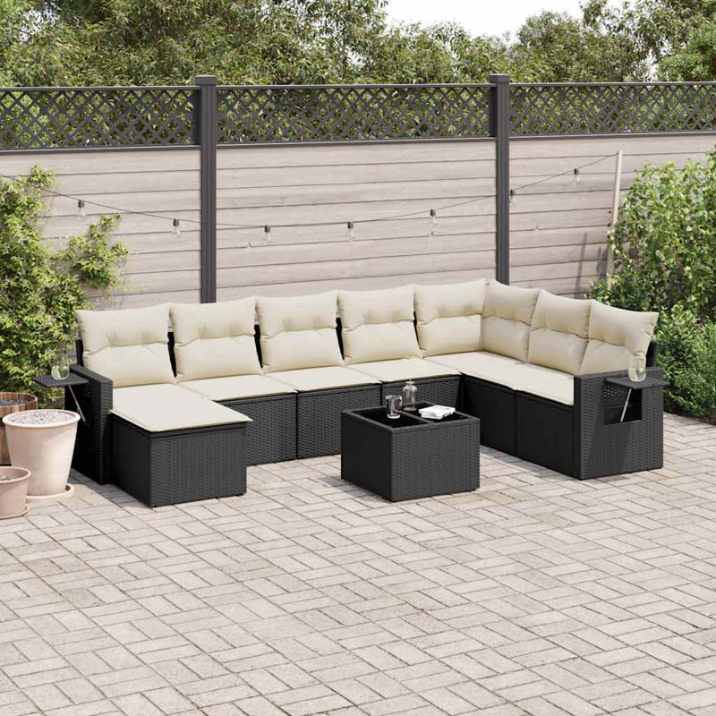 Ensemble de canapé de jardin Vidaxl noir et blanc crème