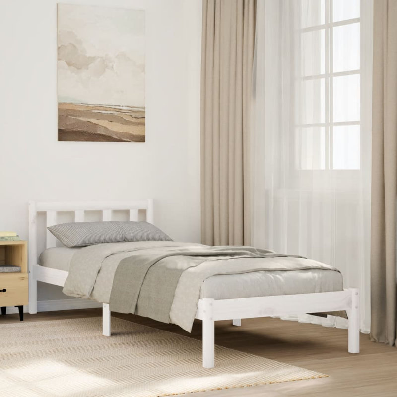 Deron Solid Wood Bed, white, 90 x 210 cm