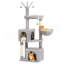 Arbre à chat de 53 pouces de haut avec 2 condos pour chats d'intérieur, tour pour chat avec poteaux à griffer pour petits chats, tour pour arbre à chat gris avec hamac et jouets pour chat