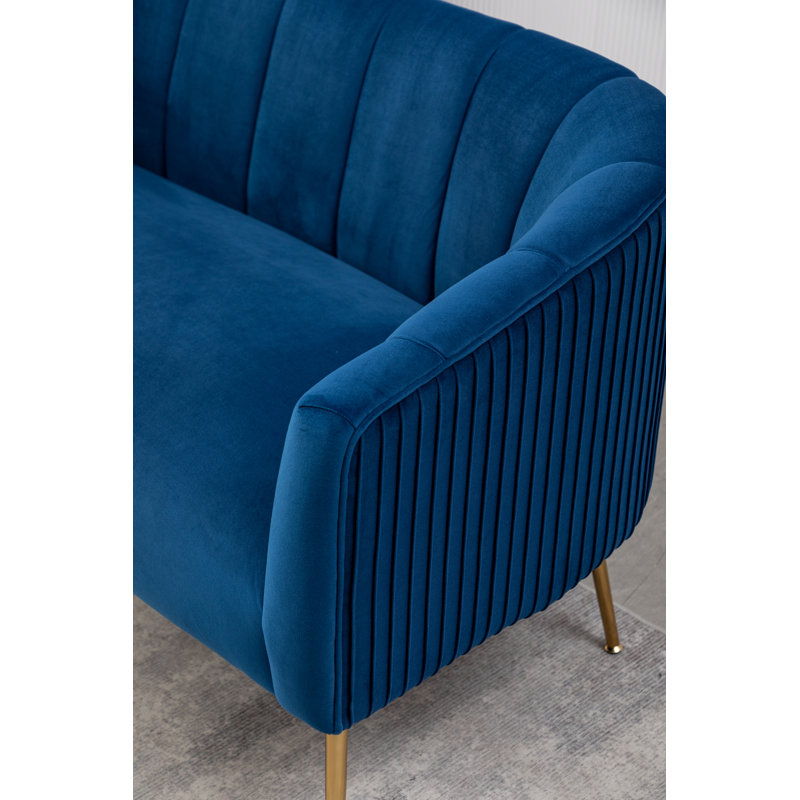 Mariantonietta 51'' Velvet Loveseat, Blue 
