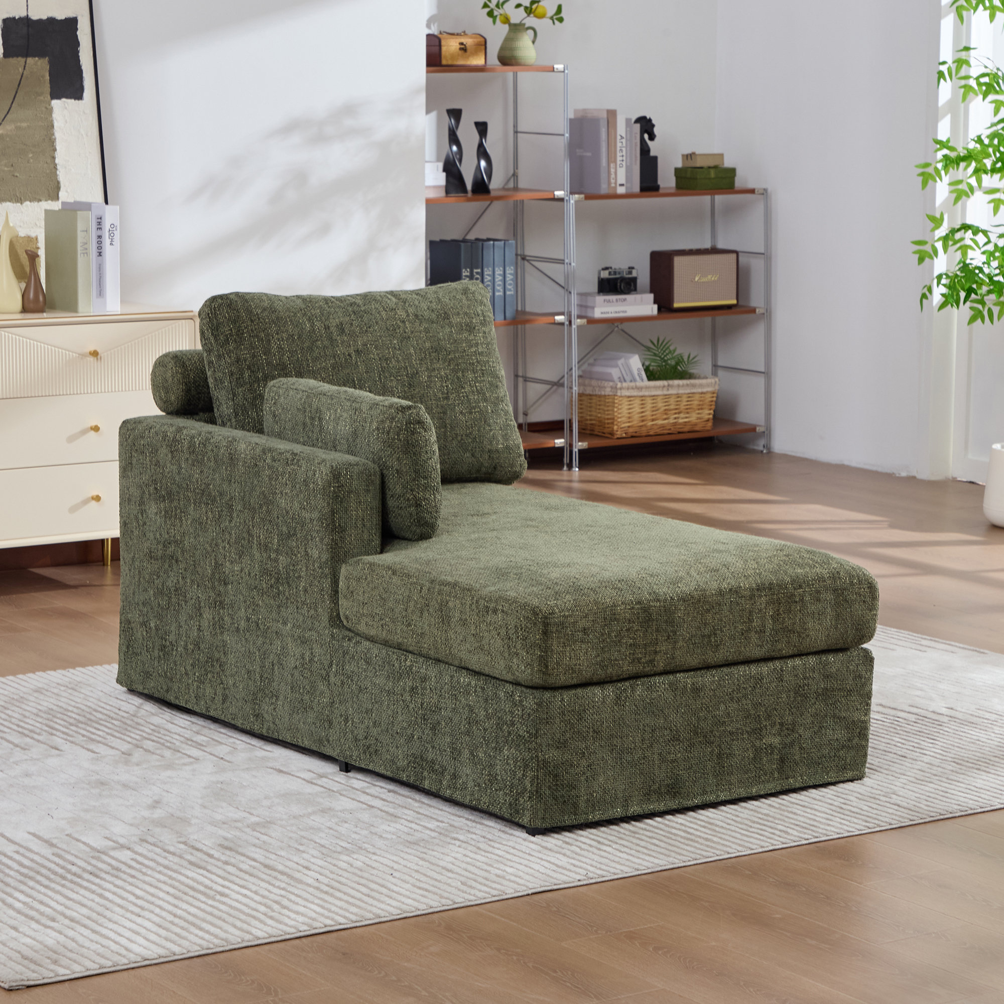 Ebern Designs 31.9" W Modern Chenille Modular Sofa Bed With Pillow-Left ...