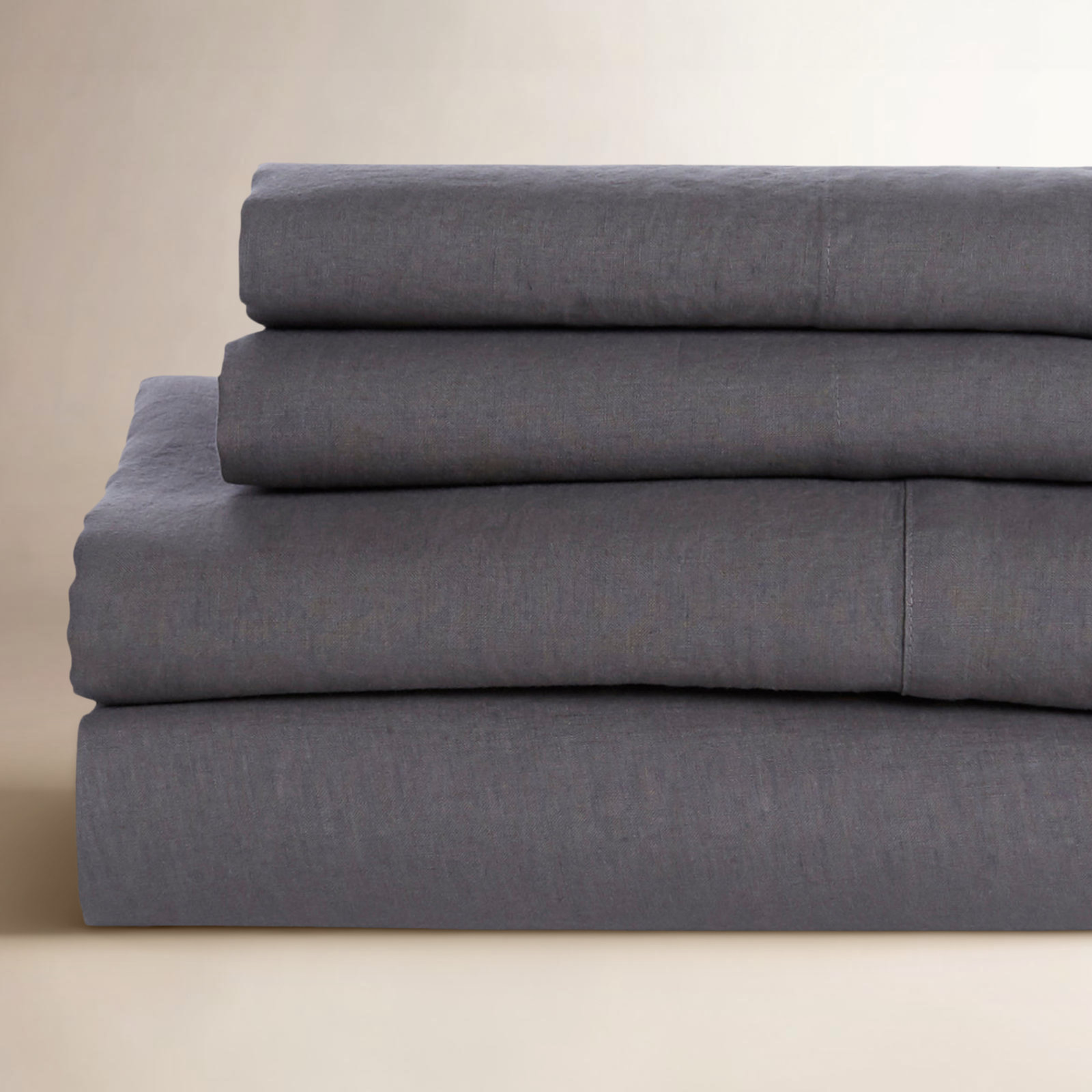 Frazier 100% Linen Machine Woven Sheet Set, Slate Gray, King Sheet Set with 2 Pillowcases