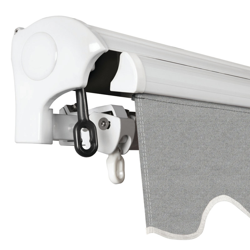 Auvent rétractable motorisé pour terrasse 10 pi x 8 pi Advaning, H 10,5 po x l 118 po x P 98 po, Gris chiné