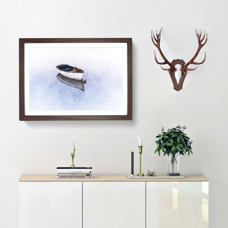 Reflection of a Boat - Framed Print, Walnut Framed, 33cm H x 45cm W x 2cm D