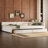Queen Size Upholstered Platform Bed With USB And 2 Drawers, Beige