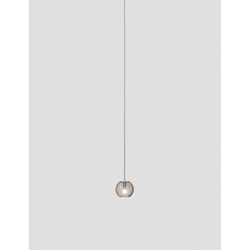 Oto Suspension Peac Amber Striped Satin Nickel G9 Ul, Smoky Striped, 83" H x 5" W x 5" D