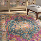 Felty Oriental Blue/Pink Area Rug