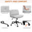 Chaise de bureau ergonomique sans accoudoirs - Grande assise pivotante en similicuir - Chaise de bureau à roulettes réglable en hauteur - Confort moderne pour bureau à domicile ou coiffeuse - Gris pâle
