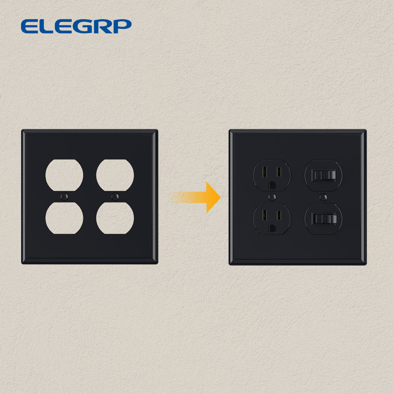 White Rectangular 2-Gang Duplex Outlet Wall Plate Set