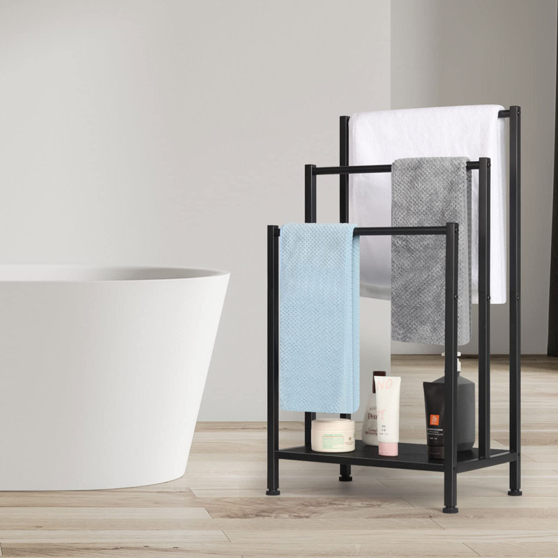 Porte-serviettes sur pied, Noir