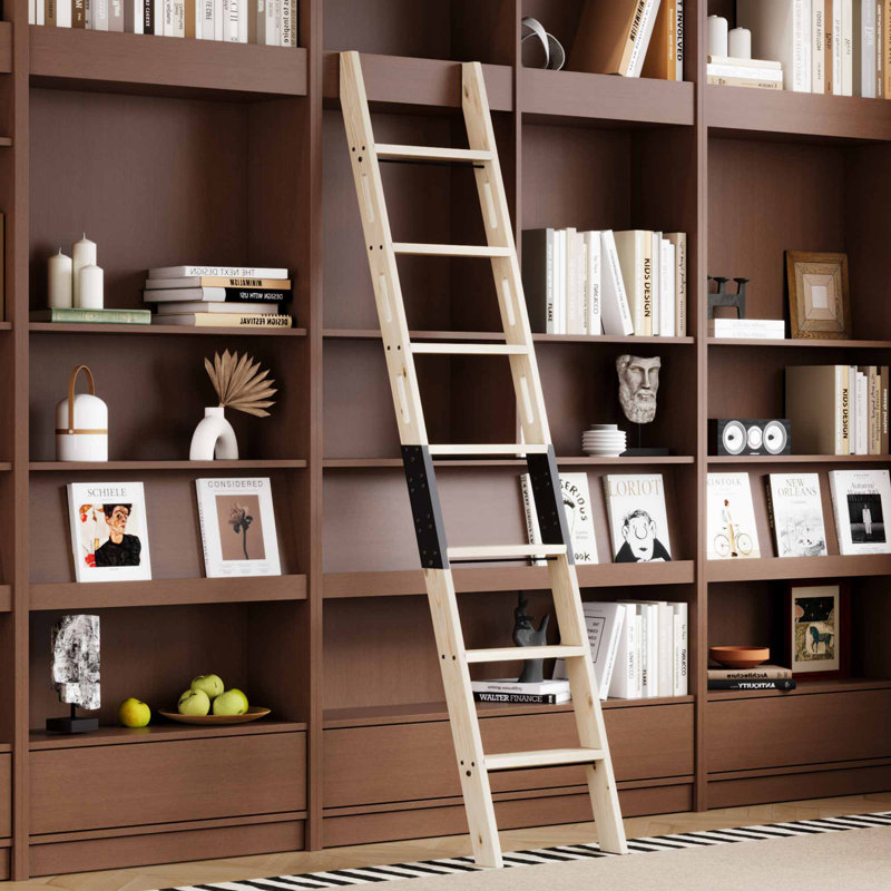 Échelle de bibliothèque en bois massif, 96"