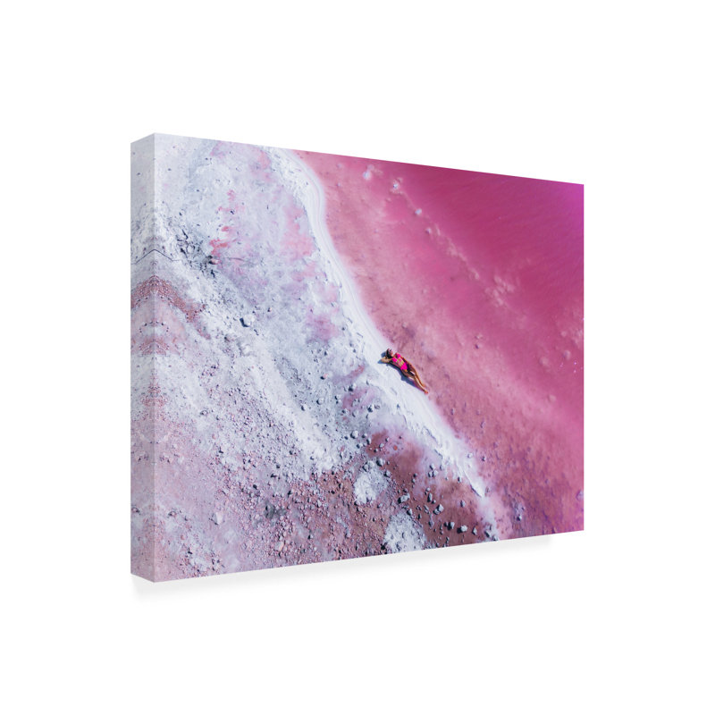 Œuvre sur toile rose, Stanislav Khara, H 14 po x l 19 po