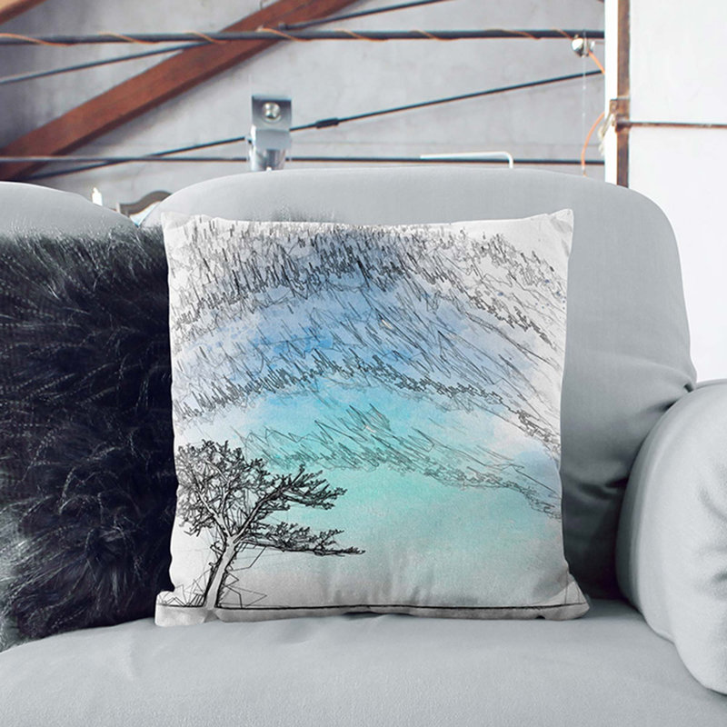 Tree at Dusk in Slovakia Cushion with Filling, 55cm H x 55cm W x 20cm D, Black