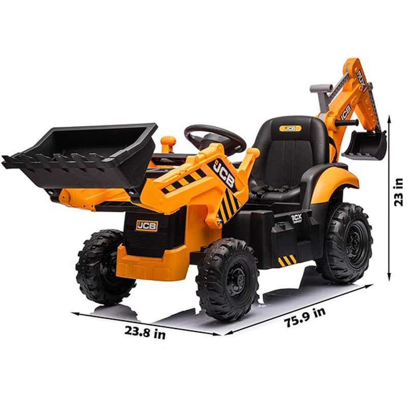 24V Yellow JCB Ride-On Excavator with Remote Control