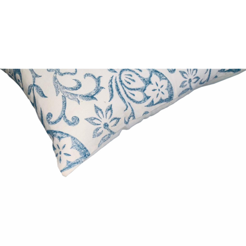 Coussin décoratif 18 x 18 carrés, motif floral cachemire, housse en coton doux, rembourrage en polyester doux, bleu, blanc
