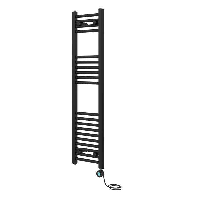 Arlandria Straight Towel Rail Heated Towel Rails, 120cm H x 30cm W x 3cm D, Black
