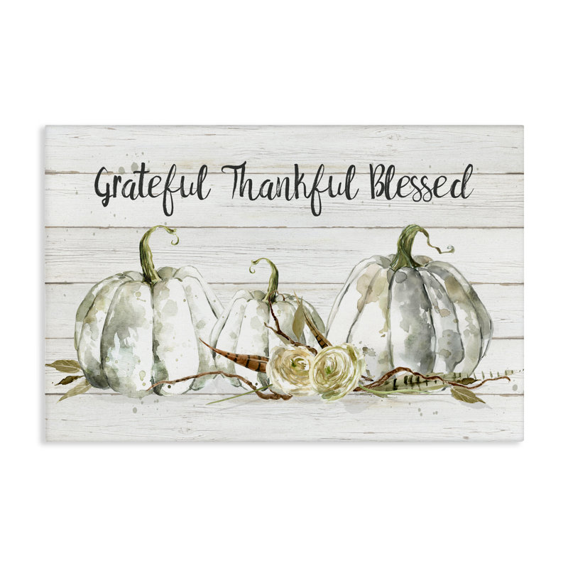 Toile «Grateful Thankful Blessed Pumpkins», conception par Carol Robinson, H 16 po x l 24 po