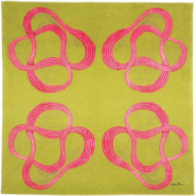 Ilasha - Tapis «Fusion rose / vert» 6 pi x 6 pi