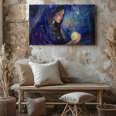 Canvas Wall Art Celestial Veiled Woman Canvasmystical Orb And Divine Feminine