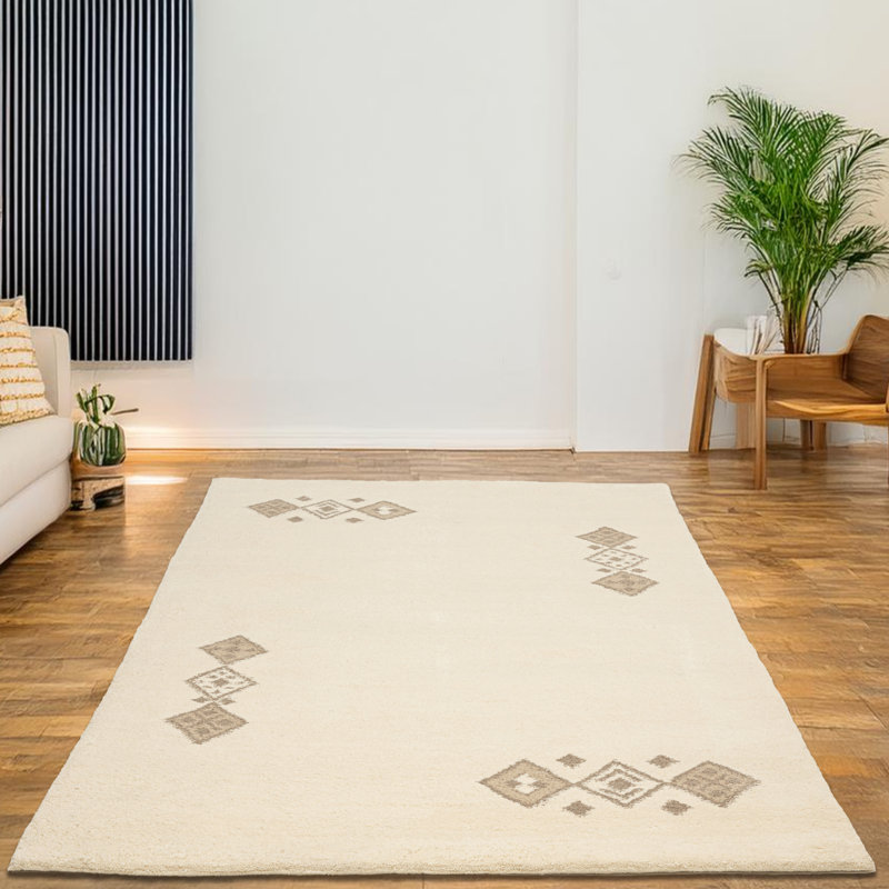 Taza Royal Geometric Wool Hand Woven Area Rug, Rectangle 140 x 200cm