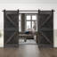Porte de grange double à panneaux en bois teinté K Series avec ensemble de quincaillerie coulissante-86649023-86648998