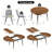 7-Piece Mid-Century Modern Extendable Round-to-Oval Dining Set with Upholstered Chairs-650071644