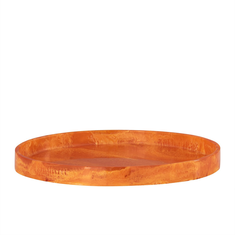 Plateau rond en résine orange Lg, Orange