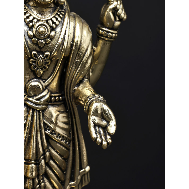 Statue en laiton Superfine à quatre bras debout Murugan Karttikeya avec paon