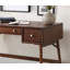 Élégant bureau d'écriture avec tiroirs de rangement et boutons en nickel poli, placage de bois pour bureau à domicile moderne
