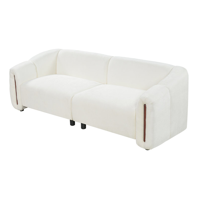 Canapé 3 places incurvé 87,4 po, Beige Polyester
