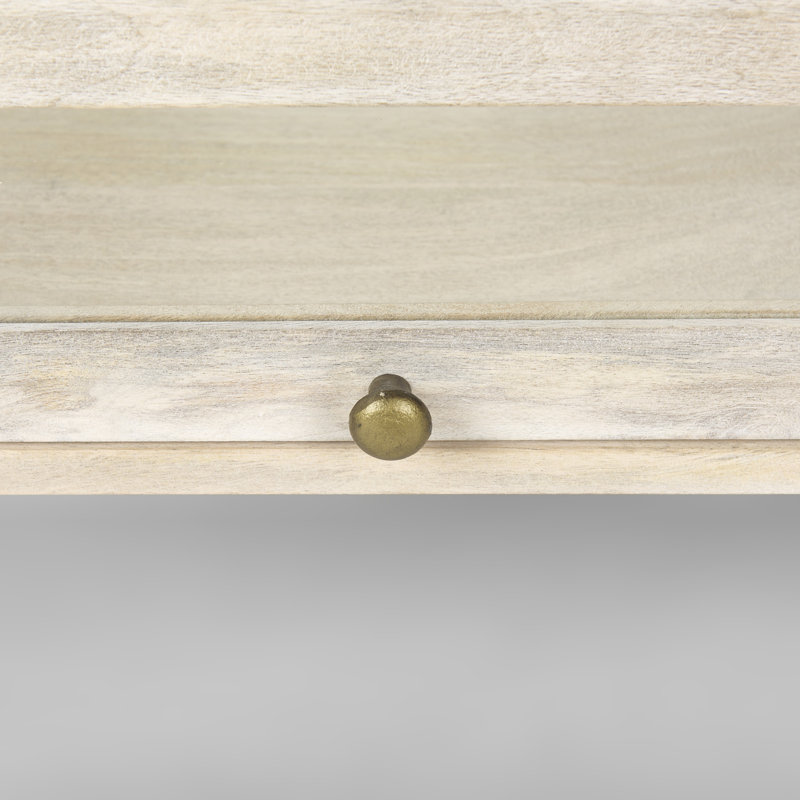 Warner Coffee Table with Storage, Gold, White, 15" x 43.5" x 42"