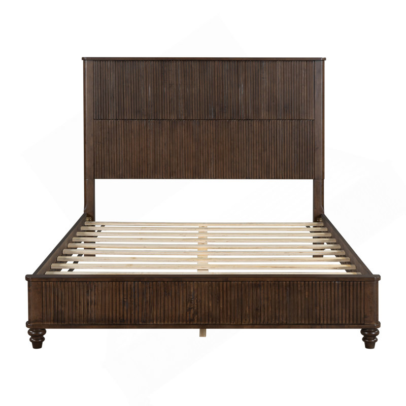 Cadre de lit en bois massif, cadre de lit plateforme avec tête de lit, grand lit en bois naturel, aucun sommier nécessaire