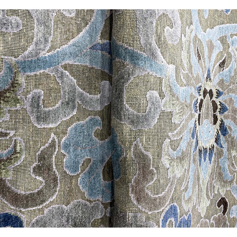 Tapis beige / bleu clair noué à la main de haute qualité, Tapis de couloir 2 pi 6 po x 9 pi