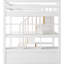 Lit mezzanine double blanc et naturel avec bureau, tablette, étagères de bureau à surface suffisante, esthétique