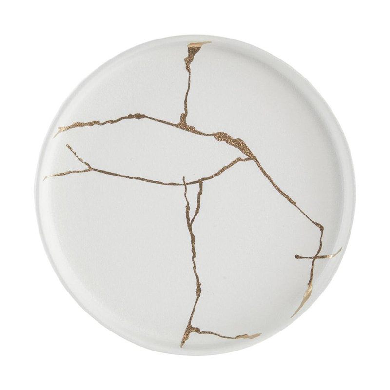 Porcelaine Mercer41 Lann, H 1,1 po x l 8,3 po x P 8,3 po, Blanc / Doré