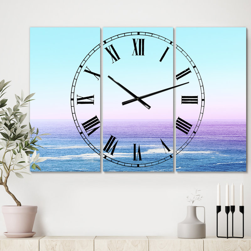 Horloge murale 3 panneaux Ocean View