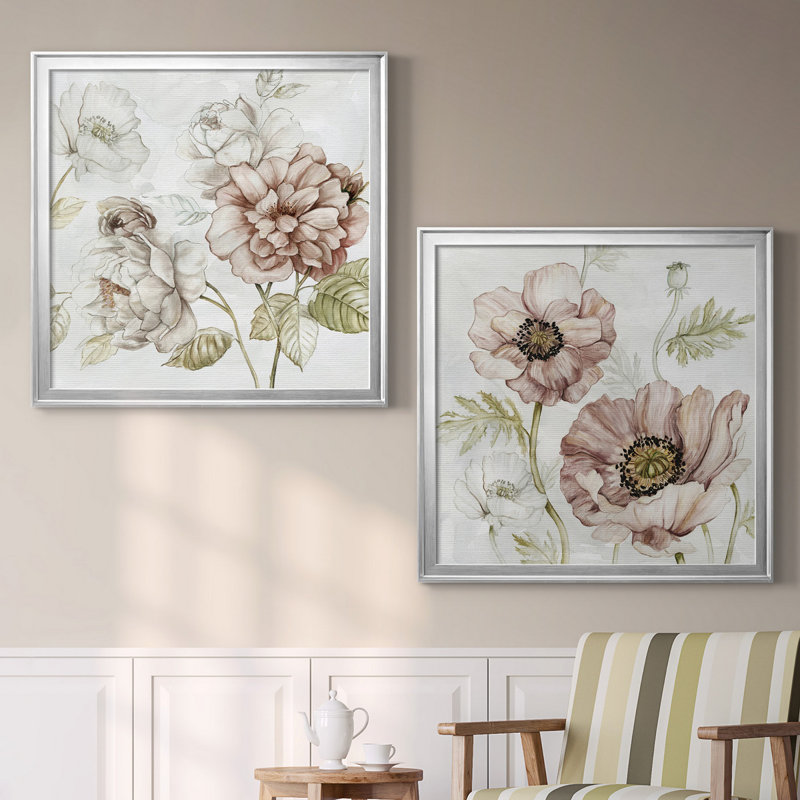 «Washed Botanical III», ensemble de 2 reproductions d'art encadrées, H 17,5 po x l 35 po x P 1,5 po, Pas de tapis