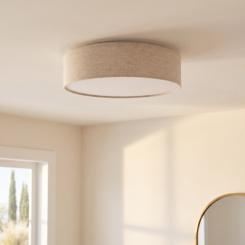 Armande Linen LED Flush Mount, Beige