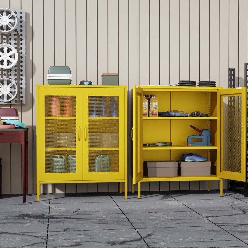 31.5'' Wide 3 - Shelf Storage Cabinet, Yellow