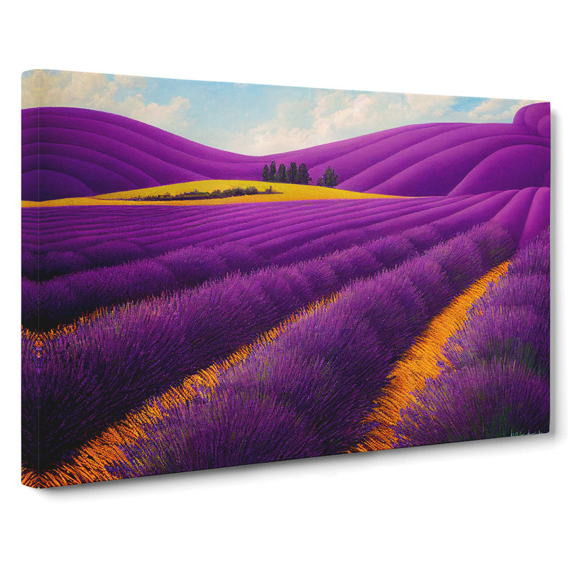 Mesmerising Lavender Flower Field - Wrapped Canvas, 40cm H x 60cm W x 3cm D