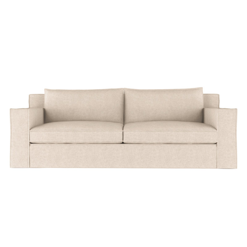 Mulberry Square Track-Arm Sofa with Flange Seam, Plush Velvet Oyster, 33" H x 84" W x 45" D, Dark Brown
